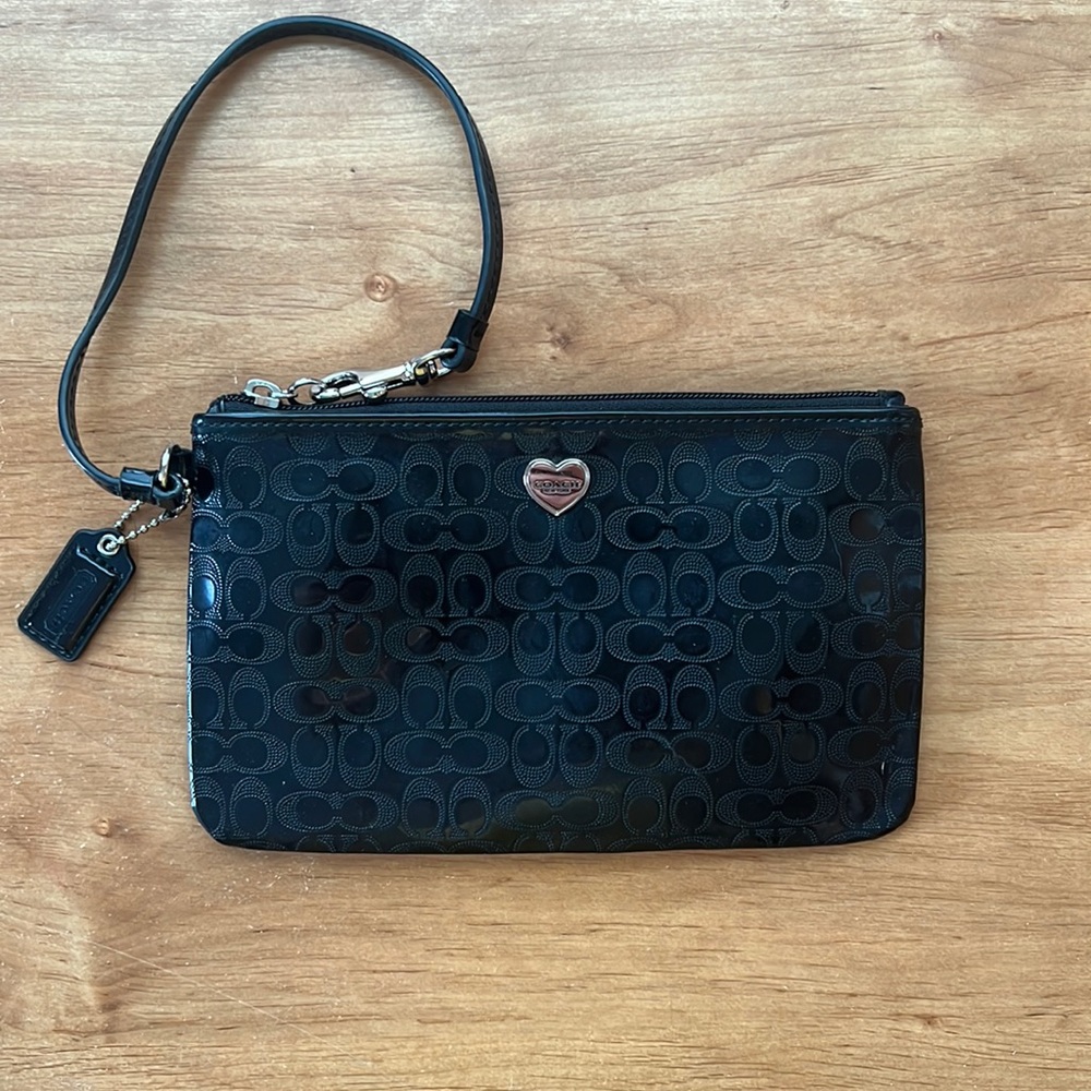 Black patent Coach Wristlet